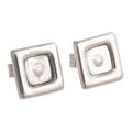 Enigmatic Geometry,'Square and Dot Sterling Silver Stud Earrings from Peru'