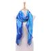 Summer Ocean,'Batik Printed Blue Silk Scarf'