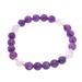 Lovely Contrast,'Amethyst and Rose Quartz Beaded Stretch Bracelet'