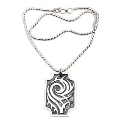 Knight's Bravery,'Men's Sterling Silver Pendant Necklace in a Polished Finish'
