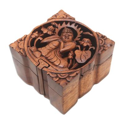 Restful Buddha,'Buddha-Themed Suar Wood Puzzle Box'