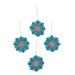 Flower Parade,'Embroidered Floral Ornaments in Blue and Green (Set of 4)'