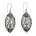 Blue topaz dangle earrings, 'Elegant Origin'