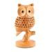 Midnight Grace in Light Brown,'Openwork Kadam Wood Owl Sculpture in Light Brown from India'