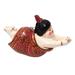 Graceful Dive,'Hand-Painted Albesia Wood Ornament of Diving Woman'