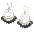 Halo Eclipse,'Handmade Cultured Pearl Sterling Silver Chandelier Earrings'