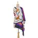 Amber Lilies,'Hand Woven Multicolored Floral Silk Shawl from India'