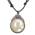 Nighttime Owl,'Bone Sterling Silver Amethyst Pendant Necklace Indonesia'