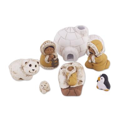 Inuit Family,'Inuit-Themed Ceramic Nativity Scene ...