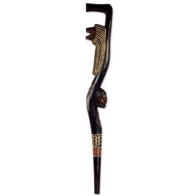 Osibor,'Hand Crafted Decorative Sese Wood Walking Stick from Ghana'