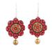 Pink Jaipur,'Hand Crafted Ceramic Dangle Earrings'