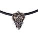 Calavera la Comadre,'Sterling Silver Floral Skull Pendant Necklace from Mexico'