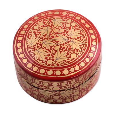 Alluring Vermilion,'Gold and Red Papier Mache Decorative Box from India'