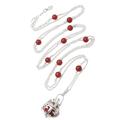 Happy Chime,'Silver Carnelian and Garnet Long Harmony Ball Necklace'