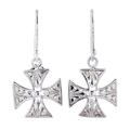 Elegant Cross,'Sterling Silver Openwork Cross Dangle Earrings from India'