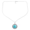 Glam and Chic,'Reconstituted Turquoise and Sterling Silver Pendant Necklace'