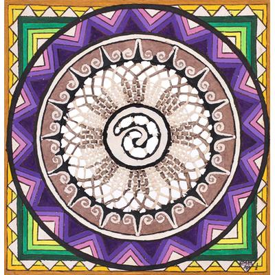 Colorful Spiral,'Hand Painted Paper Wall Art Multicolored Spiral Mexico'