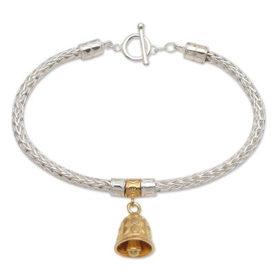 Naga's Bell,'Gold-Plated Sterling Silver Charm Bracelet from Bail'