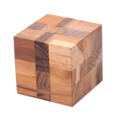 Cube Quiz,'Reclaimed Teak Wood Puzzle Cube from Bali'