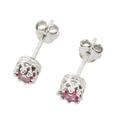 Brilliant Splendor,'Rhodium Plated Pink Tourmaline Stud Earrings from Thailand'