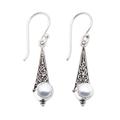 Triangular Moons,'Cultured Mabe Pearl Dangle Earrings Crafted in Bali'