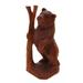 Curious Bear,'Hand-Carved Suar Wood Bear Sculpture from Bali'