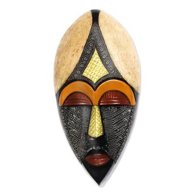 King of Africa,'Multicolored African Wood Mask from Ghana'