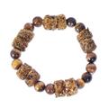 Earthy Flair,'Brown Tiger's Eye and Recycled Glass Beaded Stretch Bracelet'