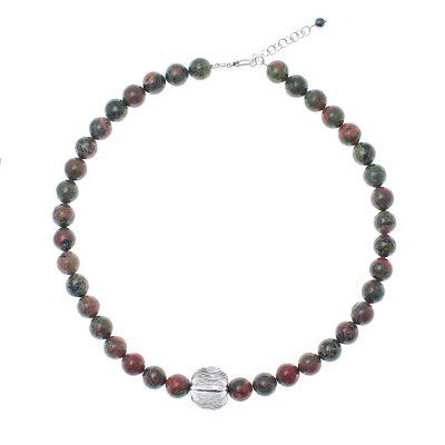 Natural Mind,'Unakite Beaded Pendant Necklace from Thailand'