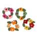 Floral Wreaths,'Floral Wreath Wool Felt Ornaments from India (Set of 4)'