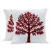 Chinar Tree,'Embroidered Cotton Cushion Covers Red Tree (Pair) India'