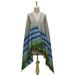 Striped Harmony,'Striped Jacquard Fringed Silk Shawl in Sage from India'