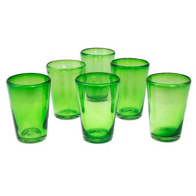 'Lime Twist' (set of 6) - Artisan Crafted Handblown Recycled Water Glasses