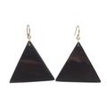 Triangle Sophistication,'Triangular Ebony Wood Dangle Earrings from Ghana'