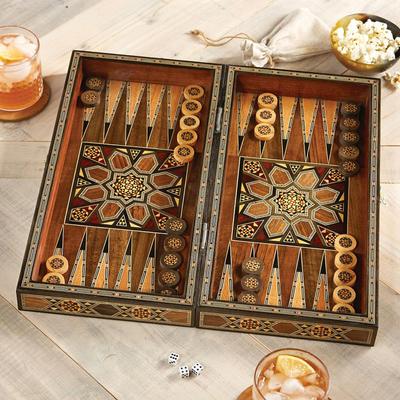 Mesopotamian Match,'Mosaic Wood-inlaid Backgammon Set'