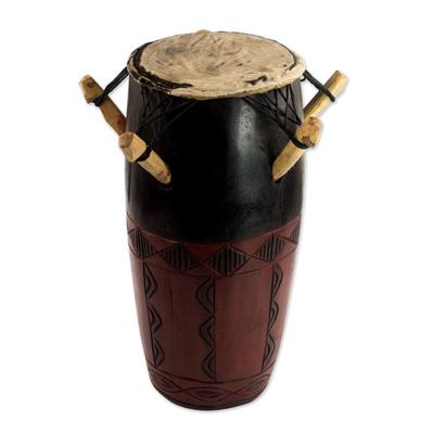 Diamond Rhythms,'Hand Made Wood Kpanlogo Drum in R...