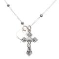 Love for the Cross,'Cultured Pearl Heart and Cross Long Pendant Necklace'