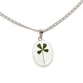 Clover Soul,'Oval Natural Clover Pendant Necklace from Mexico'