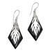 Diamond Flame,'Sterling Silver and Sono Wood Diamond Shaped Earrings'