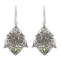 Green Roses,'Sterling Silver and Peridot Dangle Earrings from Indonesia'