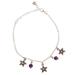 Purple Summer Breeze,'Sterling Silver Starfish Charm Bracelet with Amethyst Stone'