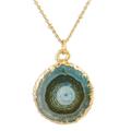 Mystic Power,'Gold-Plated Green Solar Quartz Pendant Necklace'