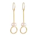 Ring Glow,'Gold Plated Cultured Pearl Dangle Earrings from India'