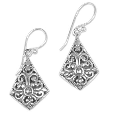 Bali Kites,'Sterling Silver Kite Shaped Dangle Earrings from Indonesia'