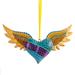 Winged Turquoise Heart,'Alebrije Winged Heart Copal Wood Ornament from Mexico'