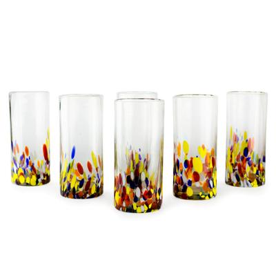 'Confetti' (set of 6) - Colorful Handblown Glass Highball Cocktail
