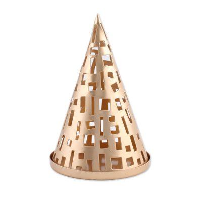 'Handcrafted Cone-Shaped Metal Tealight Holder from India'