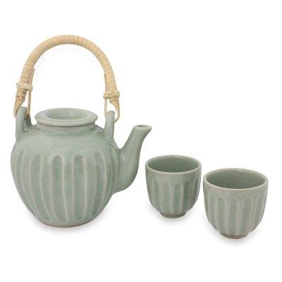 Celadon ceramic tea set, 'Thai Jade' (set for 2)