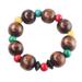 'Brown and Multi-Color Wood Bead Stretch Bracelet from Ghana'
