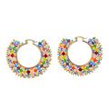 'Colorful 14k Gold-Plated Brass and Glass Beads Hoop Earrings'